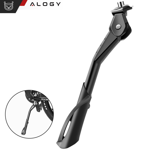 Alogy Bike Stopka rowerowa podpórka nóżka regulowana stojak do roweru 24-29 cm centralna aluminiowa czarna