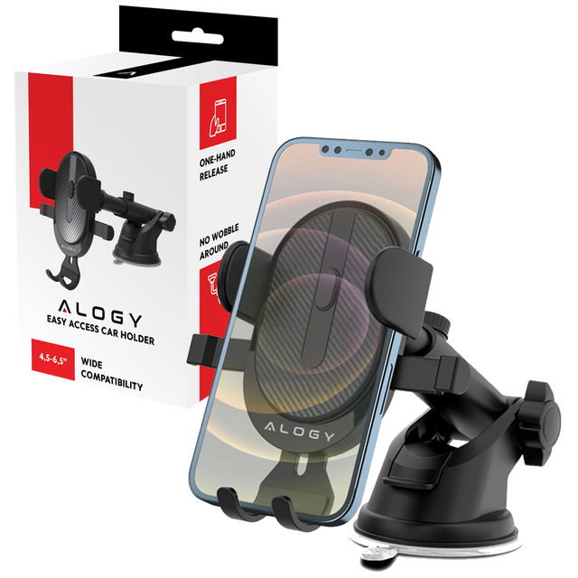 Alogy Uchwyt samochodowy Easy One Touch do telefonu 6.5" grawitacyjny na deskę rozdzielczą i szybę, kratkę czarny