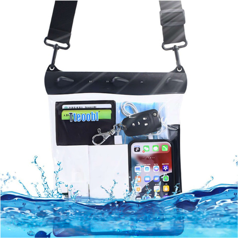 Alogy Etui wodoodporne duże Waterproof Case torba z paskiem na ramię uniwersalna na telefon tablet dokumenty 23x25 cm Czarne