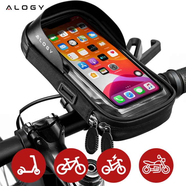 Alogy Etui torba wodoodporna rowerowa sakwa na rower na telefon 6.4 cali uchwyt na kierownicę 0.5L czarna