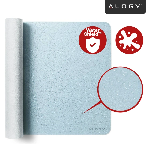 Podkładka na biurko 100×50 cm – antypoślizgowa mata ochronna z eleganckiej ekoskóry PU, pod mysz i klawiaturę, stylowa i trwała – Alogy WorkMat™ Niebieska
