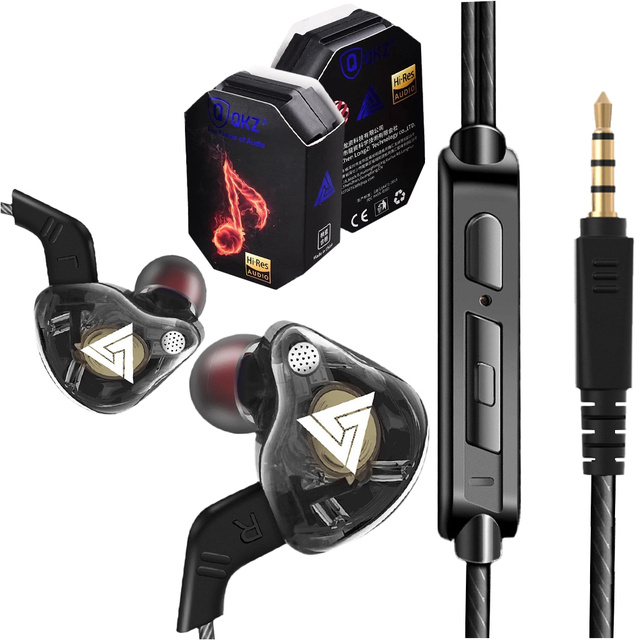 QKZ AK6 Słuchawki przewodowe do biegania Stereo Hi-Res ze złączem mini Jack 3.5mm Czarne