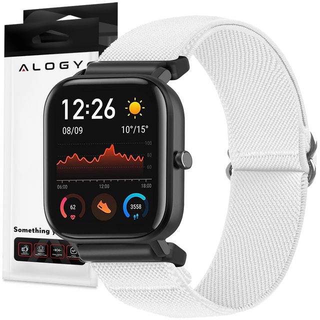 Alogy Nylon opaska do zegarka Smartwatcha Pasek elastyczny Uniwersalny nylonowy 22mm Biały