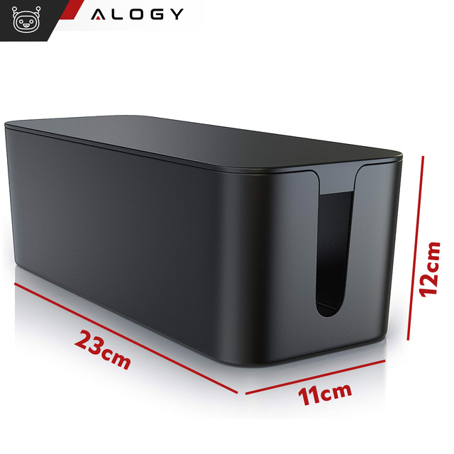 Alogy Cable Organizer Storage Box S 23cm Organizer biurkowy pojemnik pudełko na kable listwy Czarny