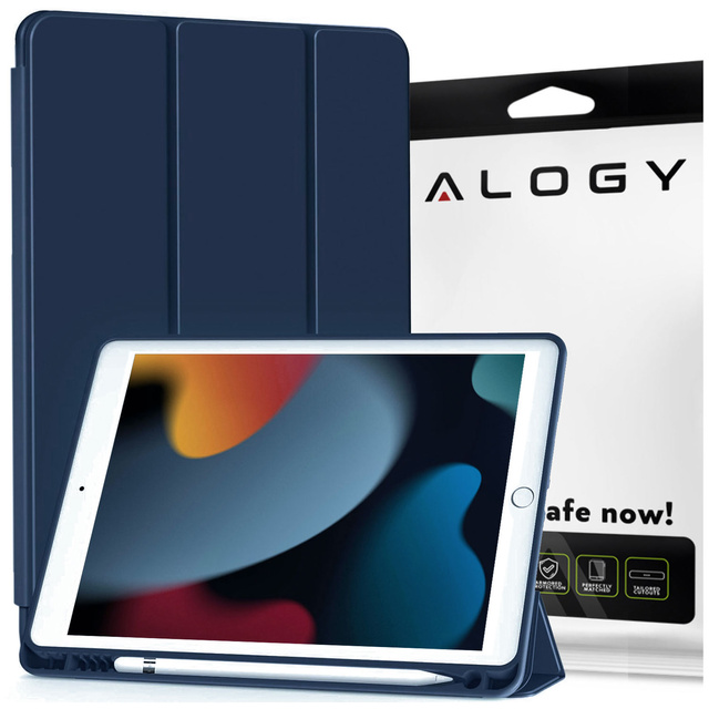 Alogy Etui na tablet Cheap Book Cover TPU + Pencil Space do Apple iPad 10.2 7/8/9Gen 2019/2020/2021 Granatowe