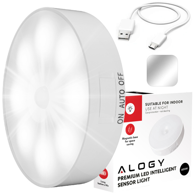 Alogy Lampka LED z czujnikiem ruchu Sensor Light Bezprzewodowa lampa nocna oświetlenie meblowe Światło zimne