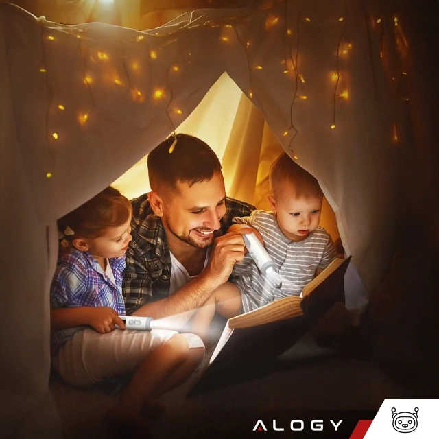 Lampka nocna LED z czujnikiem ruchu Alogy Night LED Lamp na biurko przenośna z latarką Biała