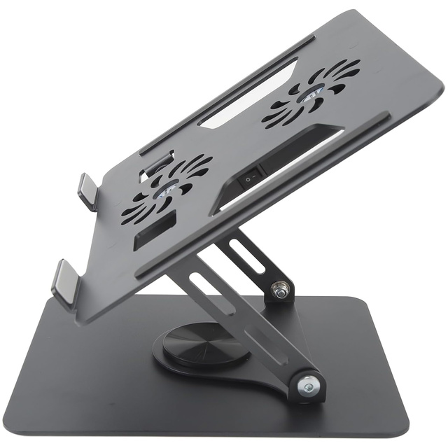 Podstawka stojak stolik pod laptopa 17.3" regulowana 360 chłodząca składany Aluminium 25x21.7cm Alogy Grafitowy