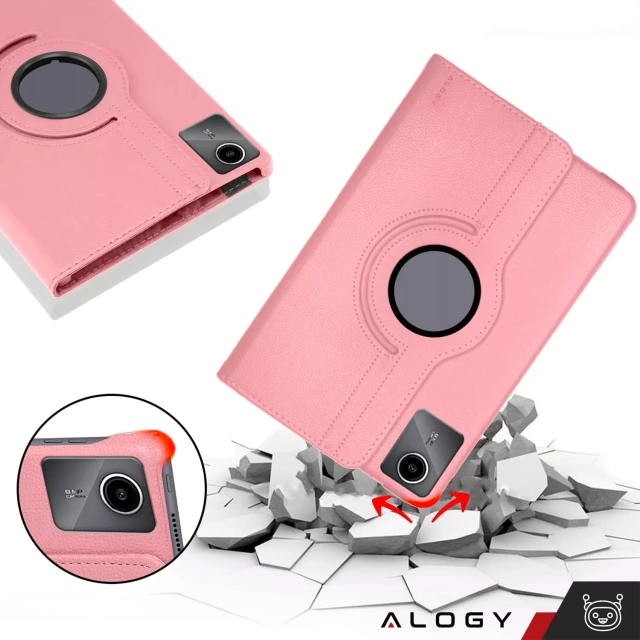 Etui 360 do Lenovo Tab K11 / K11E 11” M11 10.95" TB330FU / TB330XU / TB331FC obrotowe pokrowiec obudowa z klapką na tablet Case Alogy Różowe