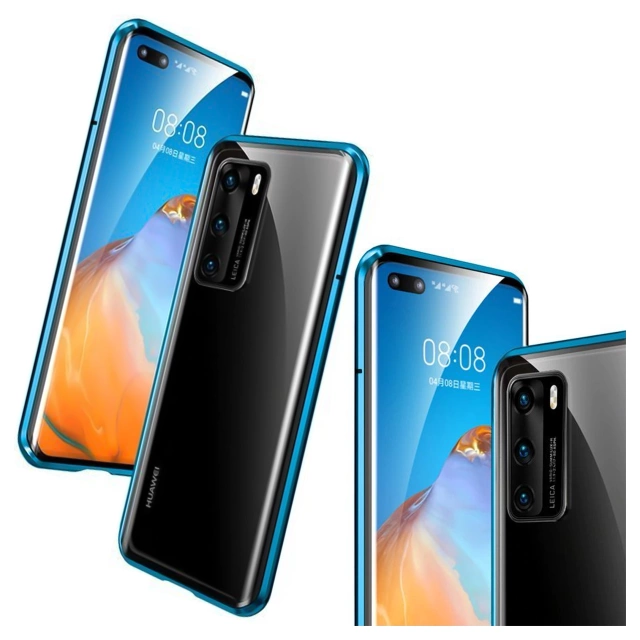 Etui na telefon magnetyczne Dr.Fit szklane do Huawei P40 Niebieskie
