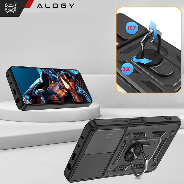 Alogy Camshield Stand Ring Etui ochronne z osłonką na aparat do Xiaomi Poco X5 Pro 5G / Redmi Note 12 Pro 5G Czarne