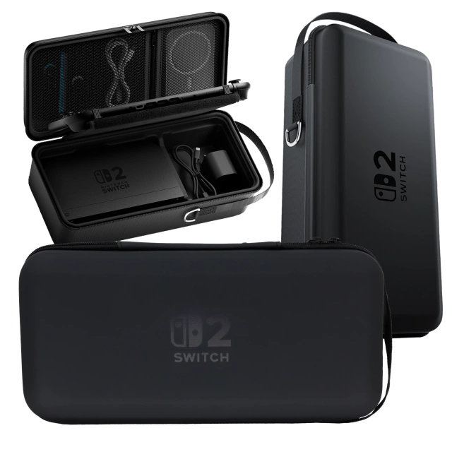 Pokrowiec do Nintendo Switch 2 2025 Torba Ochronna Duże Twarde Etui EVA, Kuferek, Wodoodporna, Lekka, z Uchwytami Alogy HardFoamBag™ – Czarna