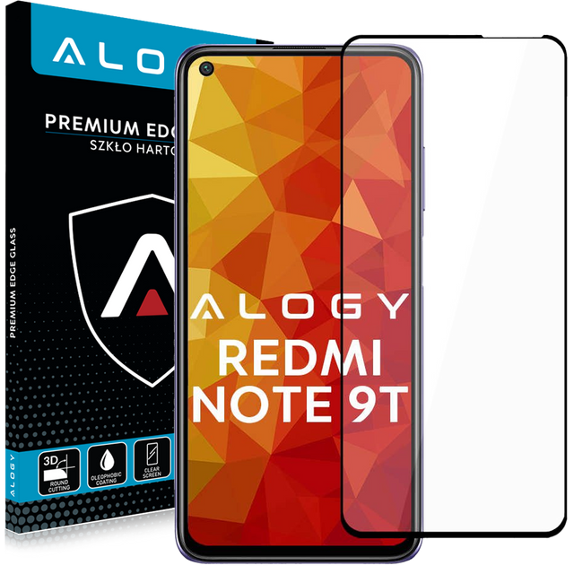 Alogy Szkło na ekran Full Glue case friendly do Xiaomi Redmi Note 9T Czarne