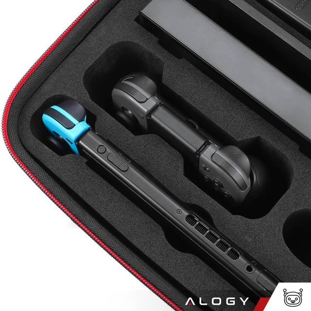 Alogy Etui kuferek walizka torba do Nintendo Switch OLED akcesoria 21 gier Wodoodporne z paskiem Czarny