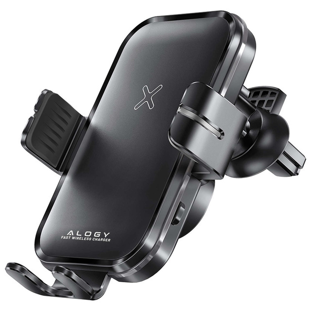 Alogy Uchwyt samochodowy Fast Wireless Charging Car Holder z Ładowarką Qi indukcyjną 15W do auta na kratkę