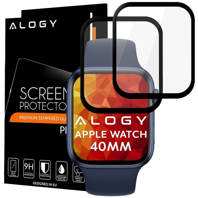 Alogy 2x Szkło na smartwatch elastyczne 3D do Apple Watch 4/5/6/SE 40mm Black