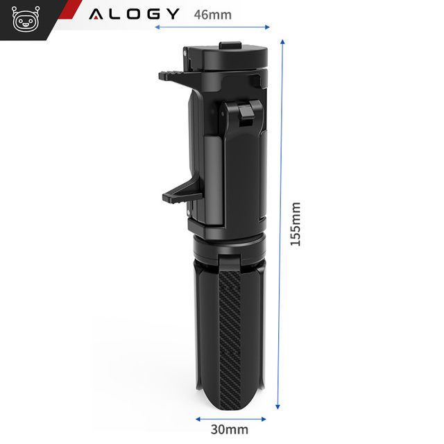 Alogy Uchwyt mini statyw na telefon aparat stojak podstawka regulowany obrotowy 360 Tripod selfie do zdjęć Czarny