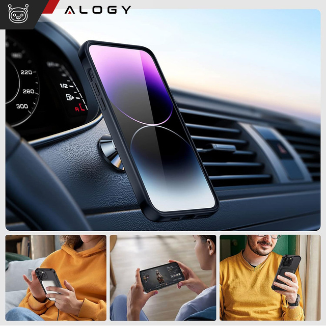 Alogy Etui ochronne do iPhone 14 Pro Ring Case obudowa na telefon do Mag Safe Czarne matowe plecki