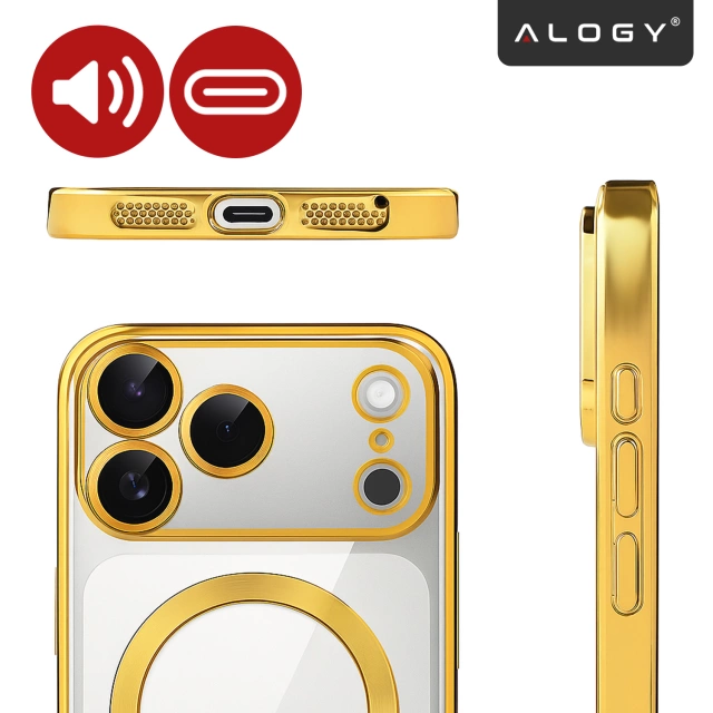 Etui z MagSafe do Apple iPhone 17 Pro – obudowa glamour z ochroną obiektywu, eleganckie i odporne na zarysowania – Alogy LuxuryRing™ Glamour Case Gold