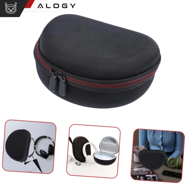 Etui ochronne na słuchawki do JBL Tune 600/510/500/460/450 Alogy Hard Case obudowa ochronna na zamek Czarne