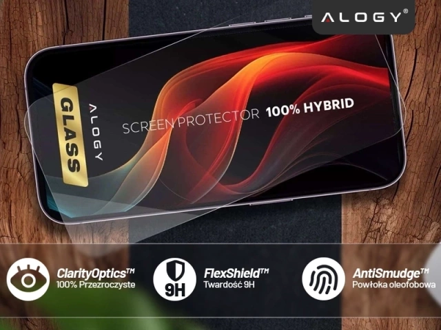 Szkło Hybrydowe „NIETŁUKĄCE” 9H do Zebra TC21/TC26, Płaskie na Cały Ekran, Elastyczne i Odporne, Alogy FlexiGlass™ Full – Transparentne