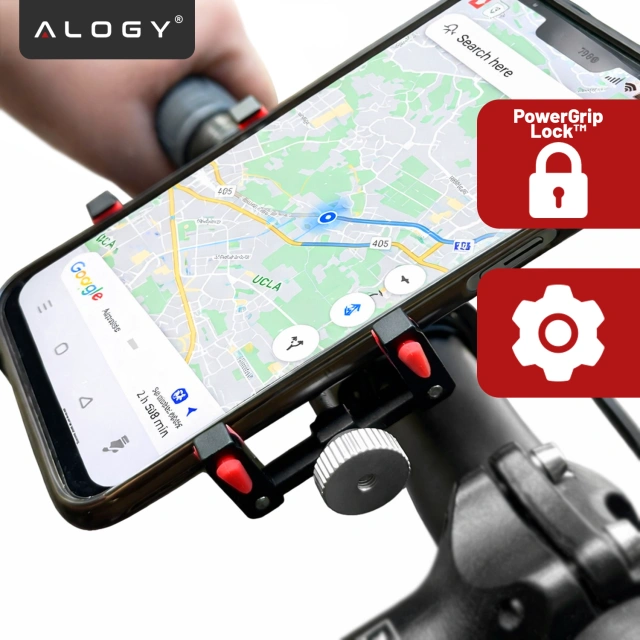 Alogy Uchwyt rowerowy Bike Phone Holder do telefonu 55-95mm na kierownicę na rower hulajnogę motor Czarny