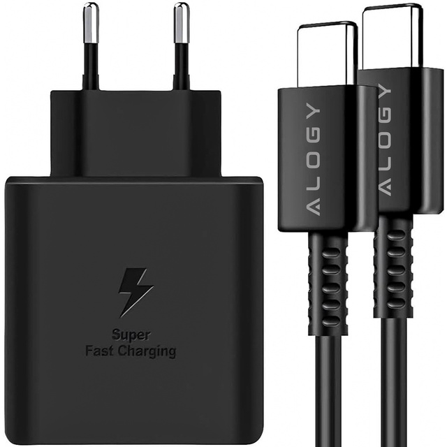 Alogy Ładowarka sieciowa USB-C typ C PD Premium szybka 45W 3A + Kabel Type-C 1M czarna