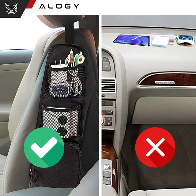2x Alogy Organizer samochodowy boczny na fotel przedni auta etui osłona do samochodu czarny