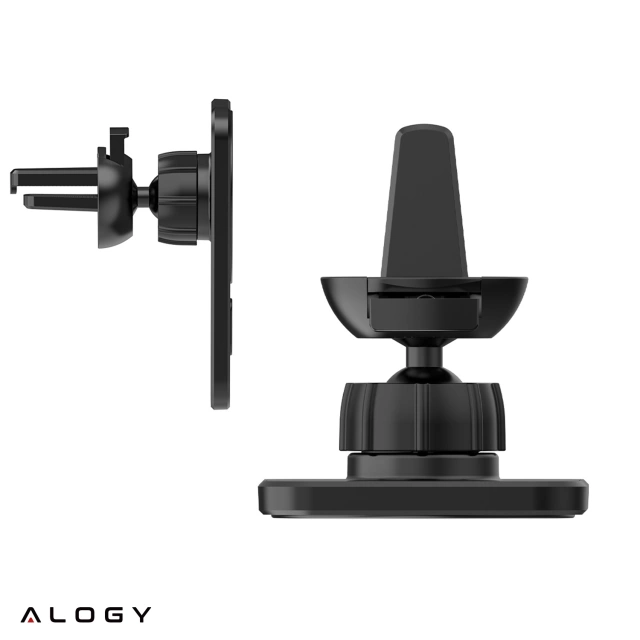 Alogy Uchwyt magnetyczny do auta z ładowarką Qi MagSafe na kratkę/ deskę 15W