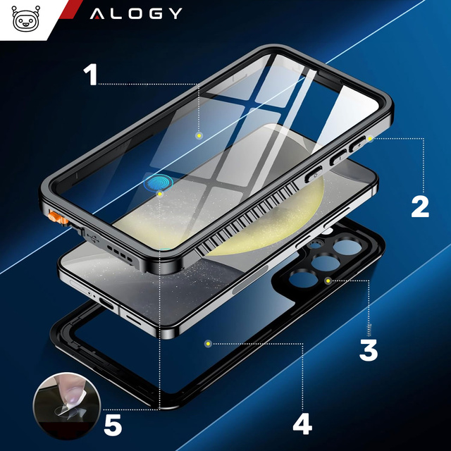 Alogy Waterproof Case Etui do Samsung Galaxy S24+ Plus Pancerne wodoodporne IP68 360 Armor czarne