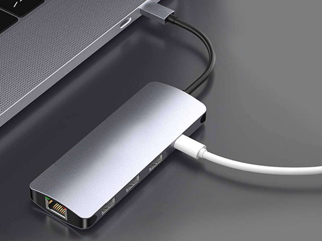 Alogy Adapter HUB 9w1 przejściówka HDMI RJ45 USB-C PD 3xUSB AV SD/TF