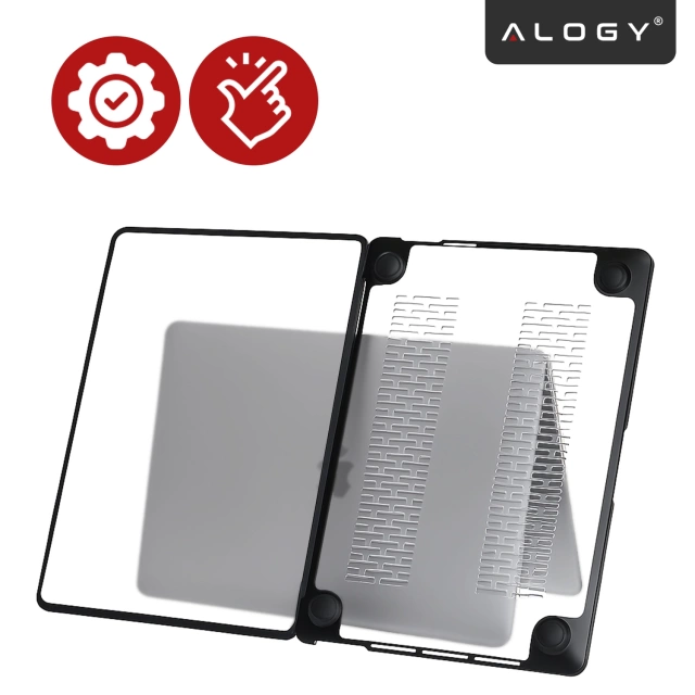 Etui ochronne do Apple Macbook Air 13 13.6" M2 2022 / M3 2024 / M4 2025 (A2681, A3113, A3240) Alogy MatteGuard™ obudowa Matowa Przezroczysta Biel z czarną ramką