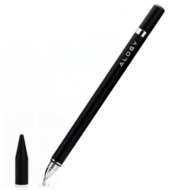 Rysik 2w1 do Telefonu i Tabletu – dotykowy pojemnościowy z funkcją długopisu, precyzyjny i uniwersalny – Alogy StylusPen™ Czarny