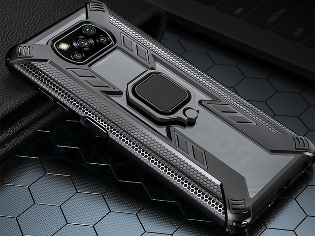 Alogy Pancerne etui Ring Carbon Holder do Xiaomi Poco X3 NFC