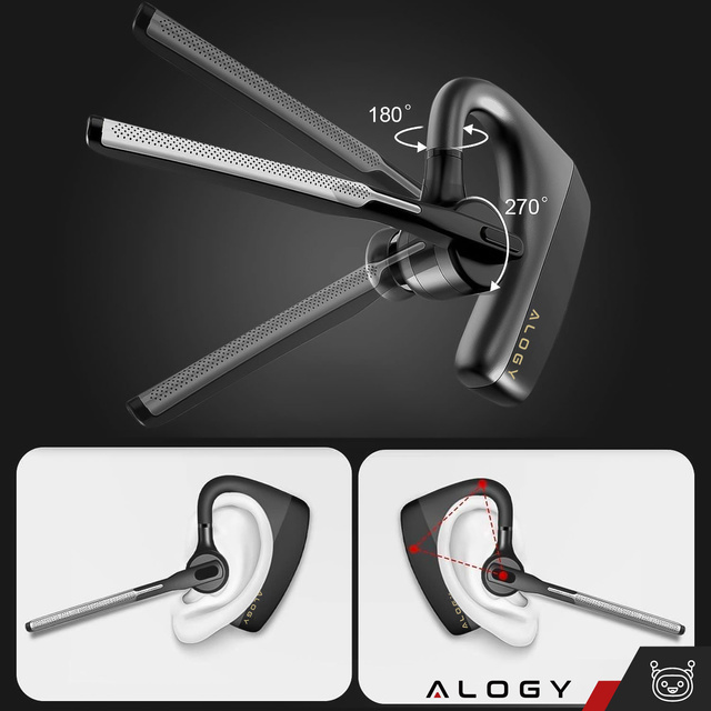 Alogy Słuchawka bezprzewodowa z mikrofonem Bluetooth 5.1 CVC8.0 douszna