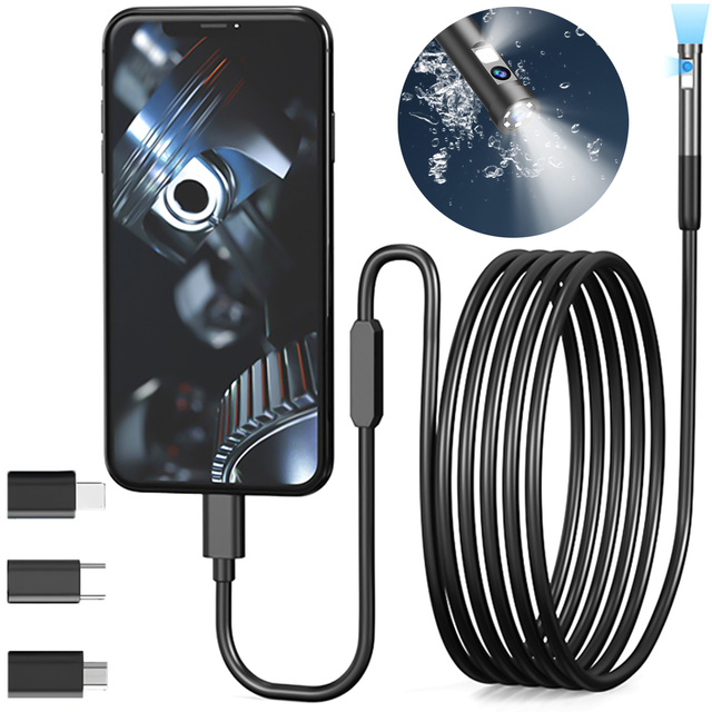 Alogy Duo Cam Endoskop Kamera inspekcyjna endoskopowa 1920 Full HD Lightning do iPhone, USB-C, micro USB 3m 8mm czarna