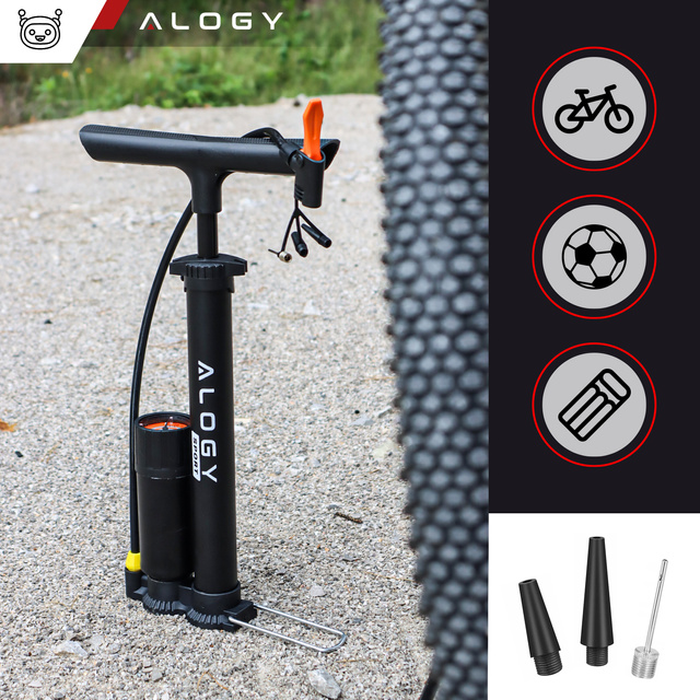 Alogy Pompka rowerowa 160psi z manometrem z uchwytem ręczna przenośna Czarna