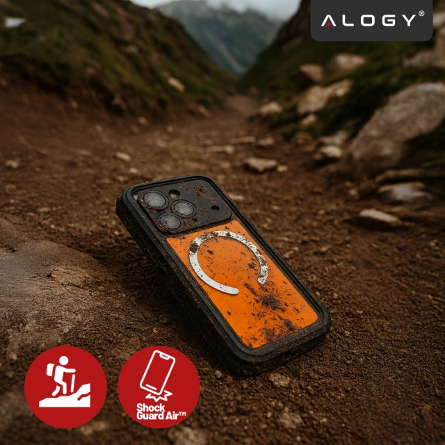 Etui Wodoodporne do Apple iPhone 17 Pro 6,3", Pancerna Obudowa 360° z Przezroczystym Tyłem, Kompatybilna z MagSafe, Alogy HydroArmor™ IP68 Case – Czarne