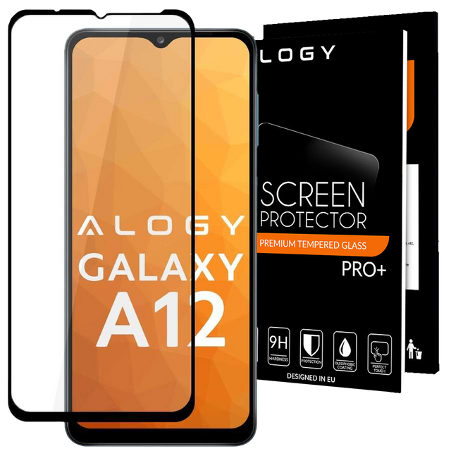Alogy Szkło na ekran Full Glue case friendly do Samsung Galaxy A12 Czarne