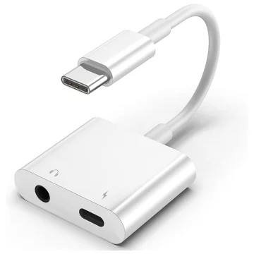 Adapter USB-C do Mini Jack 3.5mm i USB-C Kabel AUX Alogy do Apple iPhone USB-C Biały