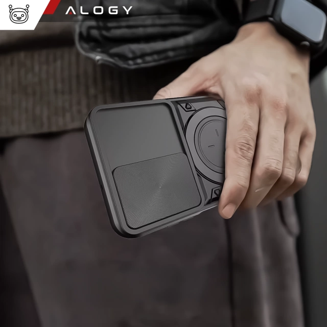 Etui do Samsung Galaxy S25+ Plus pancerne Slide Case Ring obudowa ochrona aparatu Alogy CamGuard Pro czarne