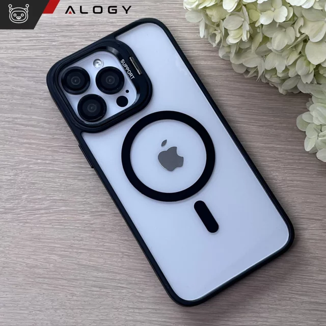 Alogy Etui hybrydowe ochronne do Apple iPhone 16 Pro KickStand Hybrid Case z podpórką do MagSafe Czarne