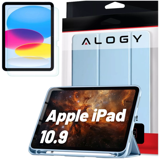Etui + Szkło do Apple iPad 10gen. 10.9" 2022 / A16 11gen. 11" 2025 obudowa na tablet Alogy Smart Case Pencil Holder Niebieskie