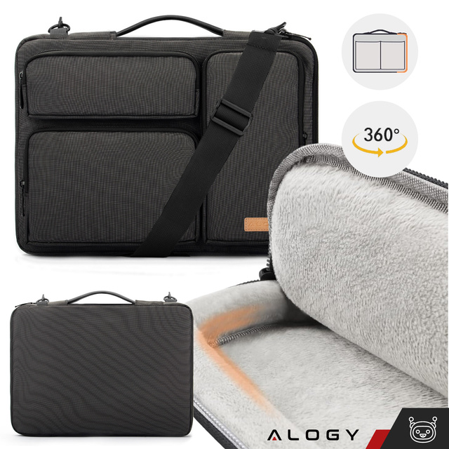 Alogy Torba Etui na MacBooka, laptopa, tableta 15.6" z paskiem na ramię Czarna