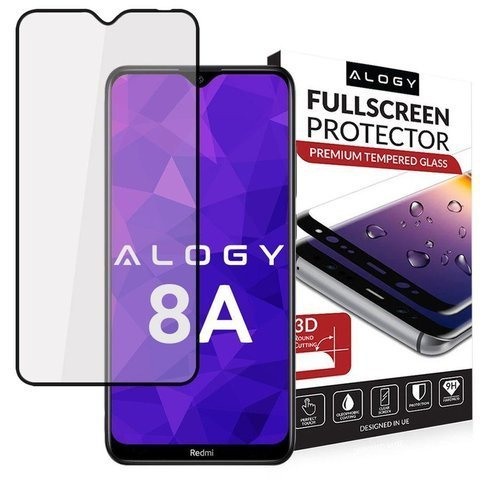 Szkło na telefon Alogy Full Glue case friendly do Redmi 8A Czarne