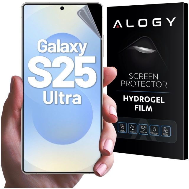 Folia hydrożelowa do Samsung Galaxy S25 Ultra – elastyczna ochrona ekranu, samoregeneracja, pełne dopasowanie i wysoka przejrzystość – Alogy Hydrogel Film™