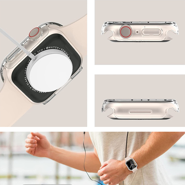 Alogy Protector Case 2w1 Obudowa ochronna z szkłem nakładka do Apple Watch 7/8 41mm Czarna