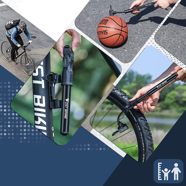 Pompka rowerowa ręczna aluminiowa Alogy Mini Bike Pump 100psi z uchwytem Czarna