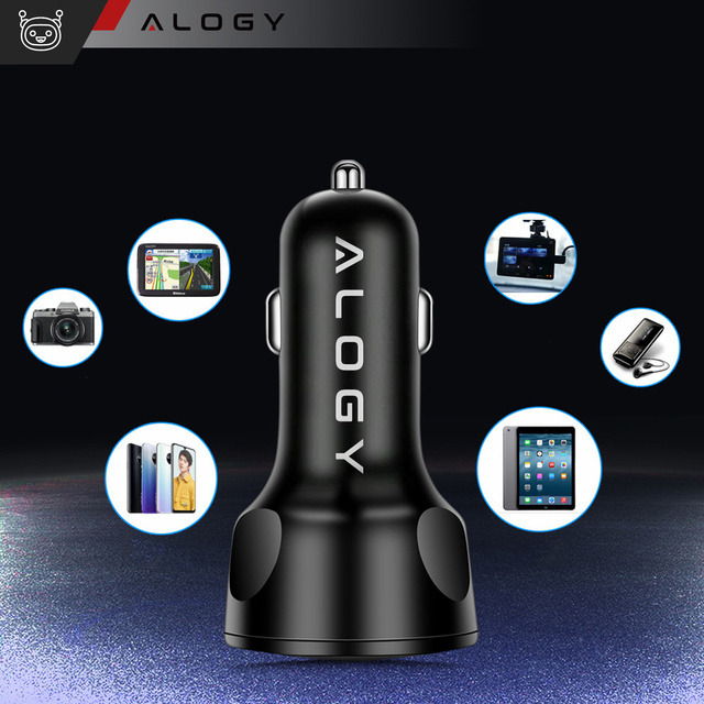 Alogy Car Ładowarka samochodowa 4x USB QC 3.0 66W szybka mocna do telefonu samochodu czarna