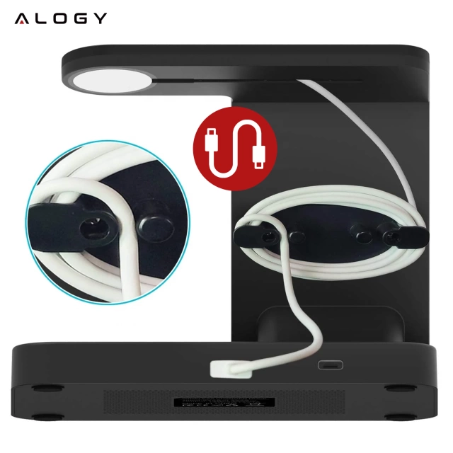 Ładowarka indukcyjna Qi 15W do iPhone Apple AirPods  bezprzewodowa 2w1 Stacja dokująca Czarna